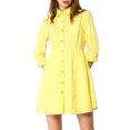 thumbnail image 1 of INSPIRE CHIC Robe-Chemise pour Femme Manches 3/4 Boutonnée Mini Robes TG Jaune Citron, 1 of 8