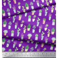 thumbnail image 2 of Soimoi Purple Rayon Fabric Cactus Leaves Print Sewing Fabric Yard 42 Inch Wide, 2 of 3