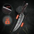 thumbnail image 4 of SPOORYYO High Carbon Steel Boning Knife, Hand Forged Chef Knife with Leather Sheath for Meat Cutting, Razor Sharp Feather Design Cooking Knife, 13.77 inch, 4 of 9