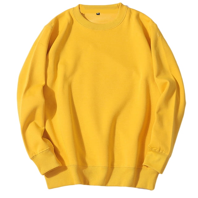 QIPOPIQ Chandails à Col Rond pour Hommes de Couleur Jaune Unie avec texture Géométrique, avec Manches Longues et Style Décontracté à Enfiler. Ce Chandail en Molleton de Poids Moyen en Mélange Coton-Polyester Offre des Poignets et un Ourlet Côtelés pour la Durabilité et le Confort, Idéal à Agencer avec des jeans Ou des Pantalons de Survêtement.