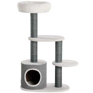 CoSoTower 39" Tour de l'arbre de chat, Centre d'activités de chat multi-niveaux avec des postes de Scratching, Condo, Top Perch, Plateformes, Blanc
