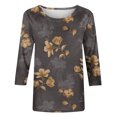 thumbnail image 4 of Pompotops T-shirt Ample Imprimé pour Femme Blouse à Manches 3/4 Col Rond Hauts Décontractés Liquidation, 4 of 5