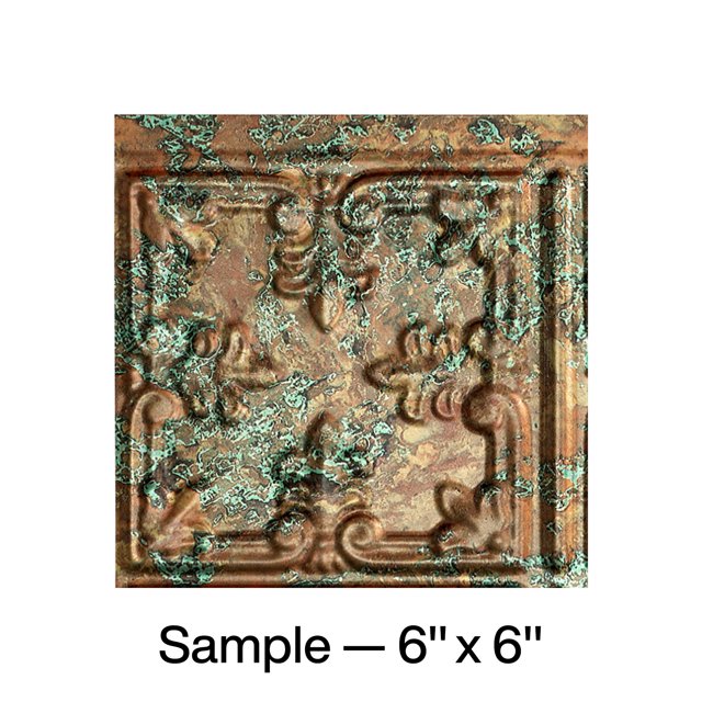 FASÄDE Traditional Style 10 Decorative Vinyl Backsplash Panel in Copper Fantasy (6X6 Inch Sample)