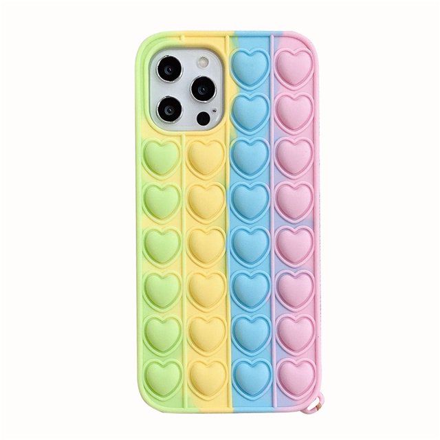Fidget Toys Phone Case, Pop It Phone Case,Silicone Soft Protective Case,Pressure & Anxiety Relief Sensory Gadget Mobile Phone Protective Shell(iPhone 11Pro) Blue