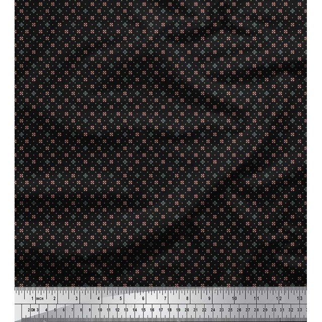 Soimoi Velvet Fabric Dot & Heart Small Print Fabric by The Yard 58 Inch Wide