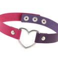 thumbnail image 1 of Collier Coloré Style Japonais Accessoire d'Halloween pour Femmes Ras du Cou en Cuir Chaîne Ajustable Cœur Étincelant Violet + Violet Rouge, 1 of 8