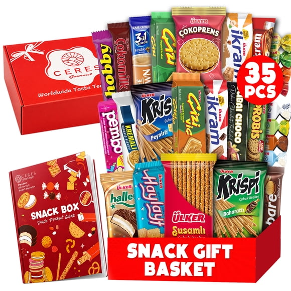 Ceres Gourmet Turkish Treats, Sweet & Savory Snack Box, 35 Pcs, Premium Chocolate and Candy Pack