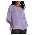 thumbnail image 2 of Blouses, Hauts et T-Shirts pour Femmes Grande Taille en Liquidation Femmes Dames Manches Raccourcies Col Rond Coton Chemise Ample Blouse, 2 of 6