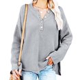 thumbnail image 3 of Women Jacket Long Sleeve V Neck Button Knit Fall Pullover Sweaters Casual Jumper Tops, 3 of 4
