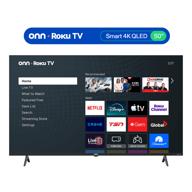 onn 50” QLED 4K UHD Smart Roku TV