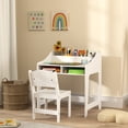thumbnail image 2 of Qaba Ensemble Bureau et Chaise pour Enfants, Table d'Étude avec Étagères de Rangement, Blanc, 2 of 10