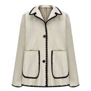 Ailaofu Women Wool Coat Peacoat Jacket Thick Loose Single-breasted Pea Coat Woolen Winter Overcoat