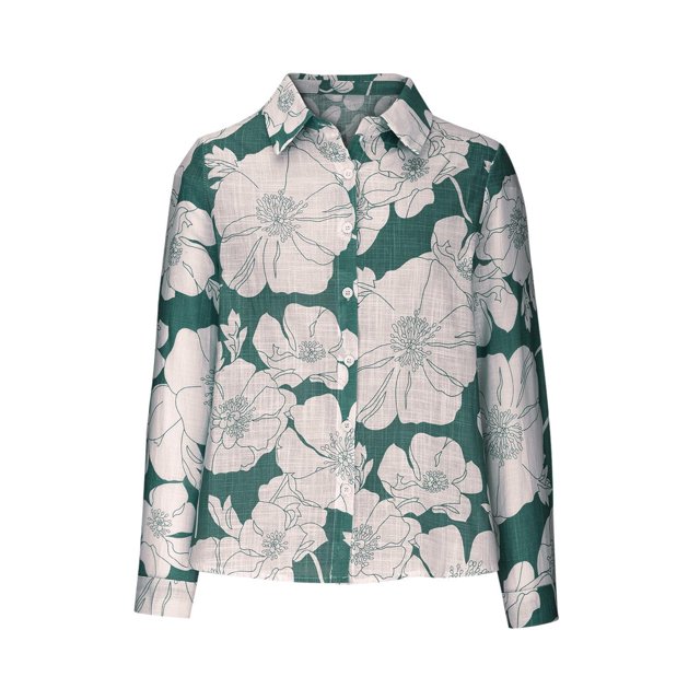 Pompotops Femmes Mode Imprimé Décontracté Manches Longues T-shirt Blouse en Lin Hauts Liquidation