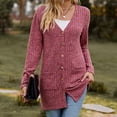 thumbnail image 5 of Yuyuzo Women's Cardigan 2025 Fall Casual Button down Sweaters Open Front Ribbed Knit Sweater Coat with Pockets, 5 of 5