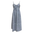 thumbnail image 5 of XDZJLR Robes pour Femmes Col en V Rayé à Bretelles Mode Détente Robe Sans Manches, 5 of 5