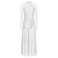 thumbnail image 3 of TTAO Costumes de Danse Lyrique pour Femmes Robe Longue Maxi Fluide à Manches Longues en Maille Tulle Blanche m, 3 of 6