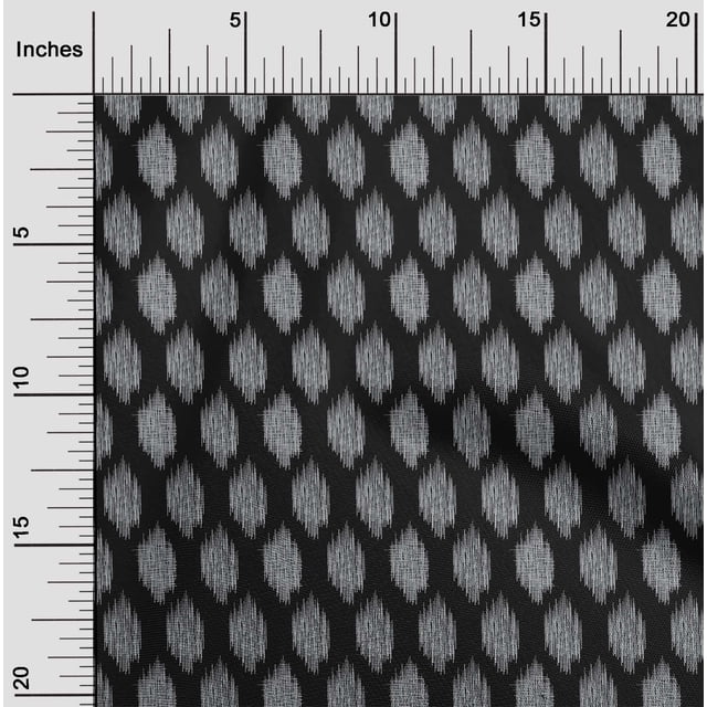 oneOone Cotton Silk Black Fabric Geometric Line Ikat Craft Projects Decor Fabric Printed By The Yard 42 Inch Wide