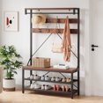 thumbnail image 2 of Garvee Industrial 3-Tier Hall Tree with Bench, 39.9" Coat Rack & Shoe Storage for Entryway, Hallway, Living Room, 2 of 5