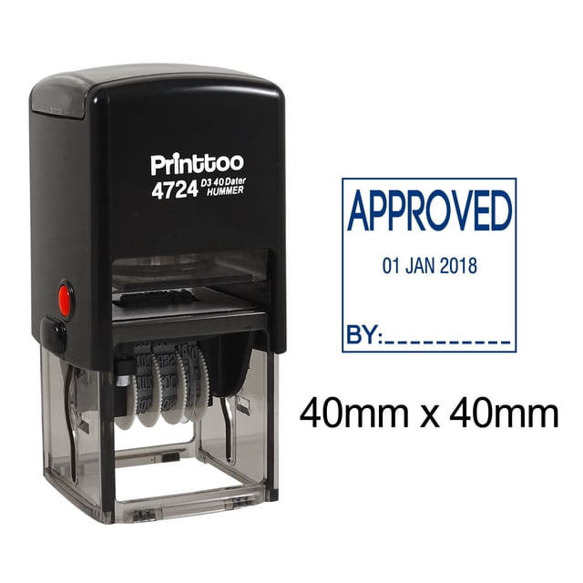 Printtoo Dater Stamp Self Inking With Approved By Text Office Stationery Date Rubber Stamp-Blue