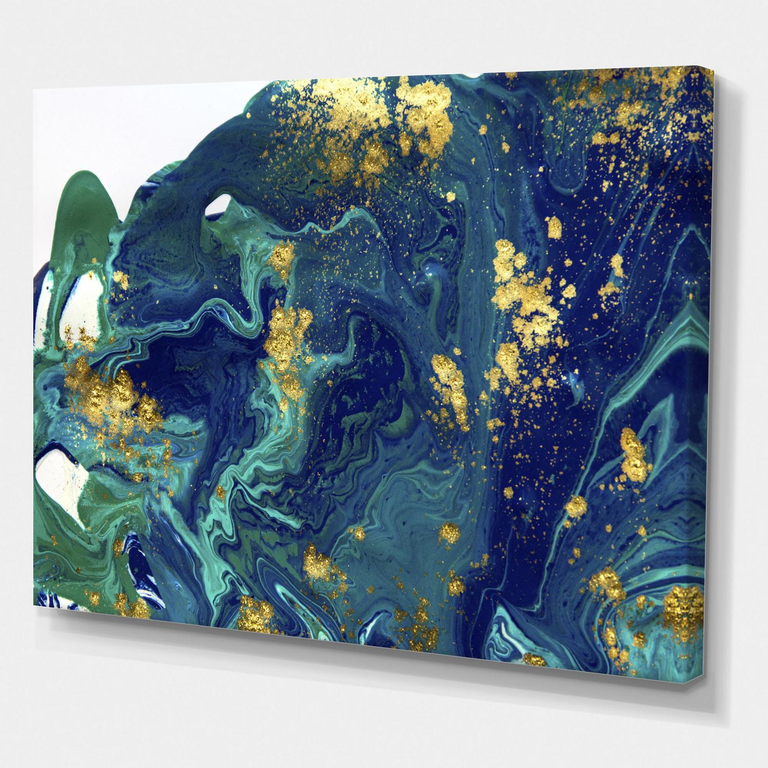 Designart Marbre doré sur univers bleu foncé Art mural sur toile