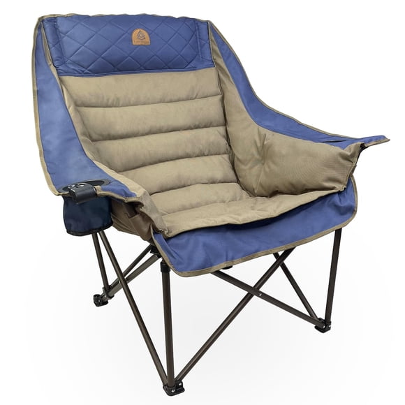 Black Sierra Chaise de Camping Rembourrée de Luxe pour Sports et Plein Air, Chaise Pliante Extérieure Surdimensionnée TG Supporte 400 Lb, Siège Robuste avec Doubles Porte-Gobelets/sac de Transport Parfait pour VR, Tailgate, Glamping