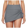 thumbnail image 1 of High Waisted Pleated Slit Drawstring Swim Skirt Shorts Exposure Double Layer Triangle Yoga Bottoms For Women, 1 of 4