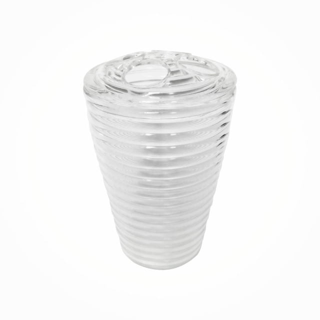 Grey Label Porte-Brosse à Dents/tumbler en Gris avec design Cylindrique Nervuré et Couvercle Supérieur avec Quatre Fentes pour Brosses à Dents, Léger et durable pour l'Organisation du Comptoir de Salle de Bain, Convient Aussi au Rangement de Petits Articles de Salle de Bain.