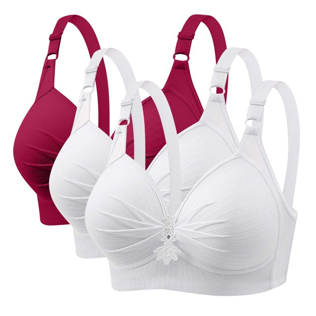 Timegard 3pc Plus Size Bras for Women Wireless Adjustable Strap Full Support Breathable Everyday Bra