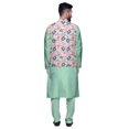 thumbnail image 3 of Atasi Mandarin Collar Traditional Solid Kurta Pajama with Printed Jacket Set, 3 of 3