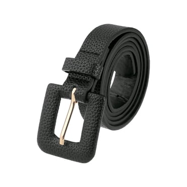 INSPIRE CHIC Womens 0.8" Width Textured Belts, Fashion Causal Faux Leather Waistband for Jeans Pants Dresses 44.1x0.8"(LxW) Black