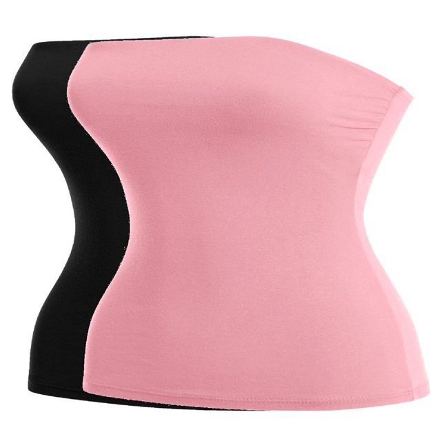 CHUANK Haut Bandeau Long Tube Basique Uni Extensible en Coton pour Femmes, Lot de 2