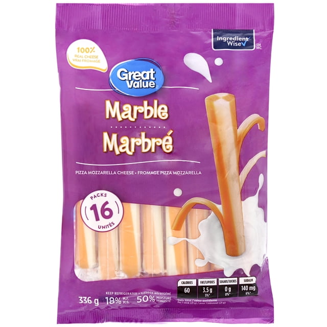 Fromage pizza mozzarella marbré de Great Value
