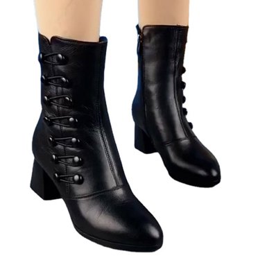 LSLJS Bottes à Bandage pour Femmes, Bottines à Bout Rond, Bottes à Talon Moyen, Chaussures, Bottes Plates pour Femmes, Bottes pour Femmes