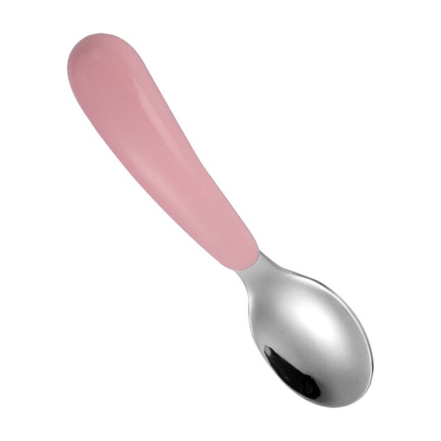 thinsony Stainless Steel Kids Tableware Set Spoon Fork Cartoon Car Shape Compartment Design Baby Bowl Cutlery for Kitchen Pink Spoon