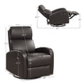 thumbnail image 2 of Costway Recliner Chair Swivel Rocker Manual Single Sofa Lounger w/Footrest Brown, 2 of 10