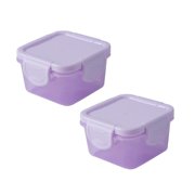 Oleegame 2PC Produce Storage Mini Plastic Food Storage Containers With Lids Small Airtight Containers Square School Lunch Containers For Children Leftover Food Containers Purple