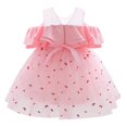 thumbnail image 2 of Robe Papillon Rose Épaules Dénudées pour Fille Robe de Princesse à Sequins pour Fête, 2 of 7