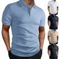 thumbnail image 1 of HVOBTTY Mens Summer Soft Versatile Pullover Casual Fashion Comfortable Solid Color Collared Short Sleeve Loose Breathable Daily Base Layer Shirts Black, XXL, 1 of 4