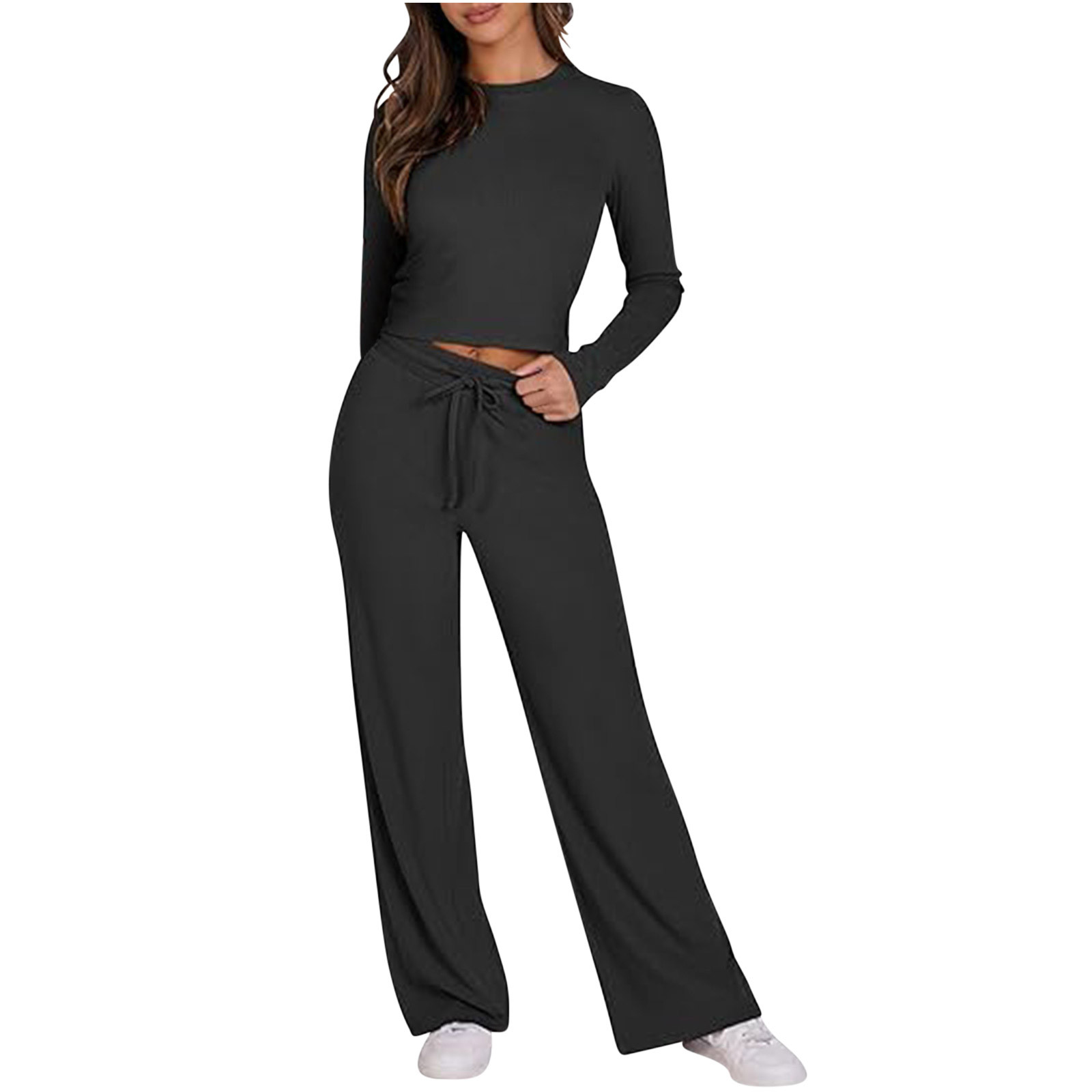 Yuyuzo Women's 2 Piece Summer Outfits Slim Fitted Long Sleeve Tops