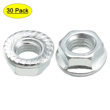 Unique Bargains M8 Serrated Flange Hex Lock Nuts, Carbon Steel 30 Pcs