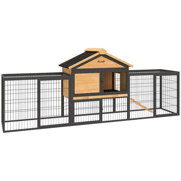 PawHut Clapier Extérieur pour Lapin, Grande Cage en Bois de 85 Po L pour Lapin avec Enclos