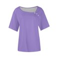 thumbnail image 3 of Women's Button V-Neck T Shirt Short Sleeve Loose Casual Blouse Basic Tee Tops, 3 of 4
