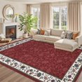 thumbnail image 1 of Garvee 10x13 Modern Bordered Area Rugs Floral Print Rug, Ultra-Soft Low Pile Non Slip Carpet Washable Stain Resistant Rug for Living Room Bedroom Home Office, Red, 1 of 8