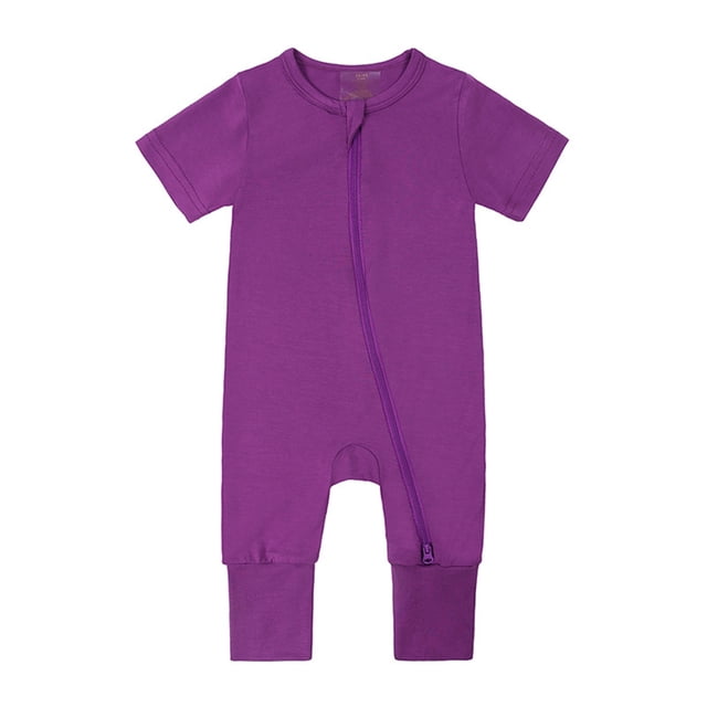 EDFBUYKRS Baby Rompers Footless Pajamas Zipper Short Sleeve Sleeper Jumpsuit