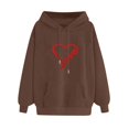 thumbnail image 1 of WZXFASHION Chandail à Capuchon pour Femmes à Couleur Unie à Manches Longues Imprimé Amour Rabais de 50 % Liquidation Chandail à Enfiler, 1 of 4