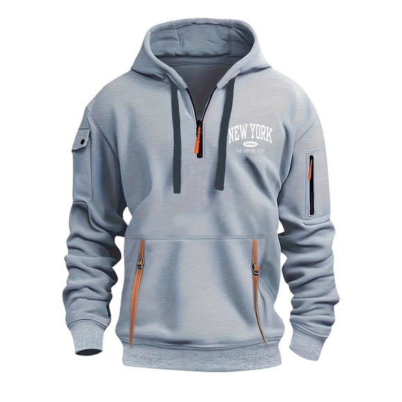 LUOGENLI Hoodies for Men Carhartt White Men‘s Hoodies for Men Quarter Zip Pullover Sweatshirt Vintage Long Sleeve Casual Fashion Hoodie with Pockets Hoodies for Men Carhartt White Light Gray Size L