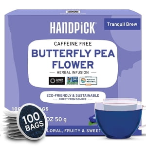 HANDPICK Thé à la fleur de pois (100 Nombre) Télécopie Sans caféine, sans OGM