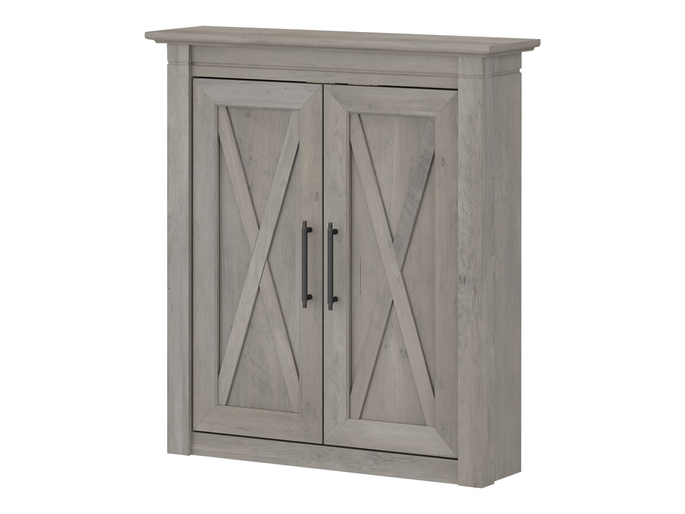 Bush Furniture Key West Armoire de Rangement avec 3 Tablettes et 2 Portes, Gris Bois Flotté