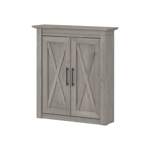 Bush Furniture Key West Armoire de Rangement avec 3 Tablettes et 2 Portes, Gris Bois Flotté