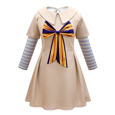 Girls M3gan Costume Dress Long Sleeve Bowknot Megan Costume Halloween Outfit for 4-12Y